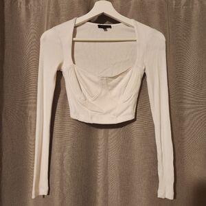 DYNAMITE Long Sleeve Ribbed Corset Top